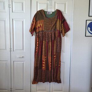 Plus-Size Maxi Dress Faux Patchwork 1X-2X